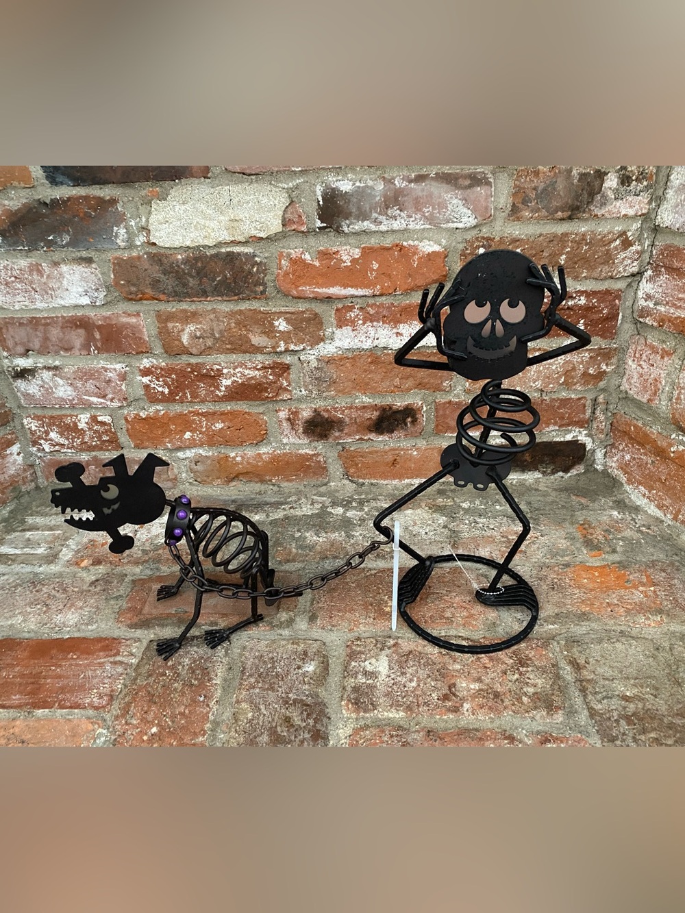 Vintage PartyLite Sticks the Dog & Mr. Bones Halloween Skeleton Candle Holders